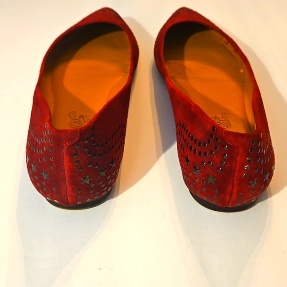 Nine West Vintage America Bergundy Red Gunmetal Star Embellished Flats 9.5 M GUC - Picture 4 of 7